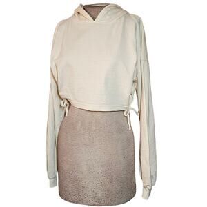 PRETTYLITTLETHING Cream Crop Hoodie Size 6